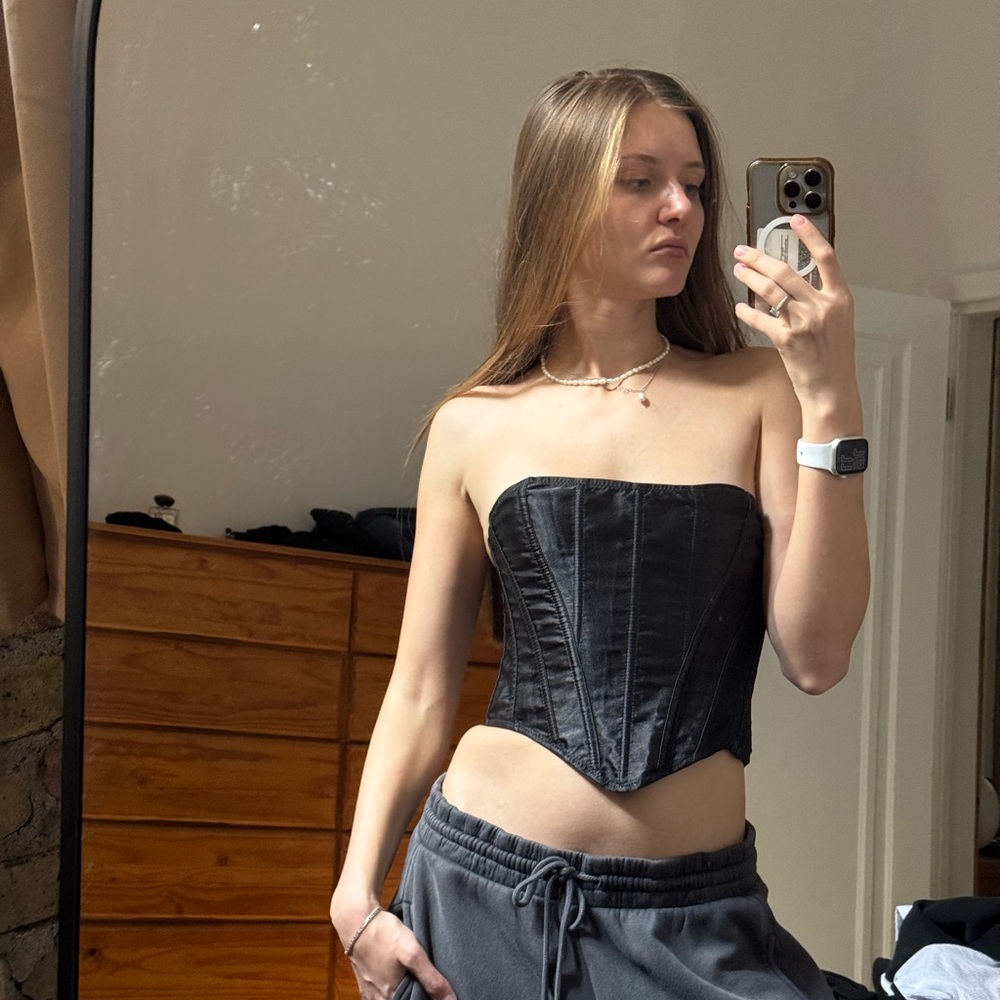 Black Strapless Corset Top